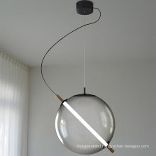 Smoke Gray Glass Shade Led Tube Chandelier Lamp